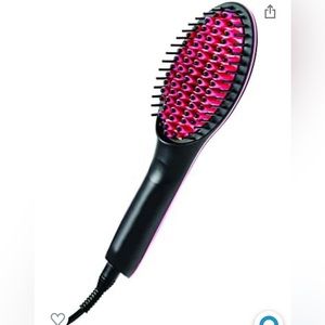 Simply Straight Ceramic Hair Straightening Brush, Black/Pink